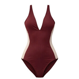 TA3 Plungey Contour Swimsuit Size Small XLong Dark Cherry Oat Tummy Control NWT